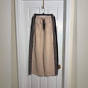 Women's Beige Track Pants with Black Stripes